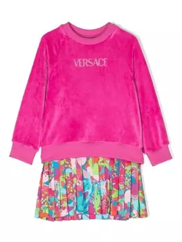 Versace Kids платье с цветочным принтом, розовый