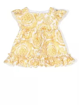 Versace Kids платье с оборками и принтом, белый