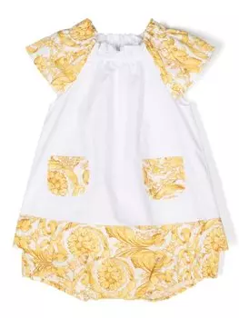 Versace Kids платье с принтом Barocco, белый