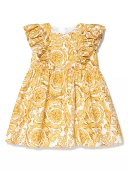 Versace Kids платье с принтом Barocco, желтый
