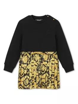 Versace Kids платье с принтом Barocco, черный