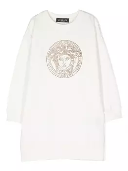 Versace Kids платье с тисненым логотипом, белый