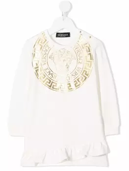 Versace Kids платье-свитер с логотипом Medusa, белый