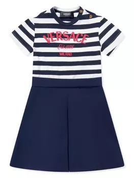 Versace Kids платье в полоску, синий