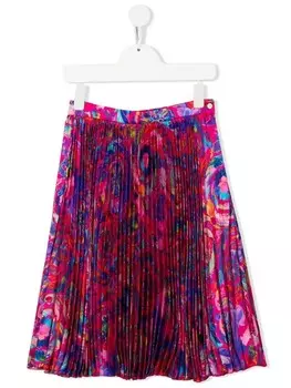 Versace Kids плиссированная юбка с принтом Kaleidoscopic Barocco, розовый