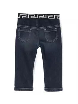 Versace Kids прямые джинсы Greca, синий