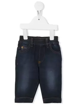 Versace Kids прямые джинсы с логотипом, синий