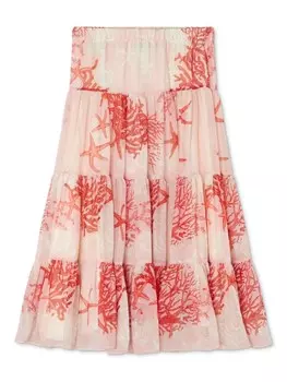 Versace Kids ярусная юбка с графичным принтом, розовый