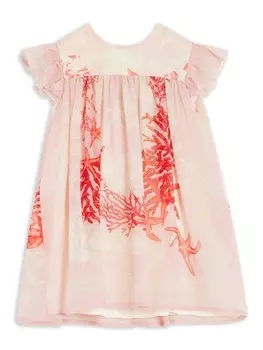 Versace Kids расклешенное платье с принтом коралловых звезд, розовый