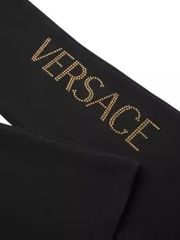 Versace Kids расклешенные брюки с логотипом, черный
