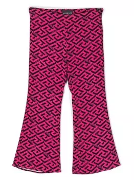 Versace Kids расклешенные брюки с принтом Greta, розовый