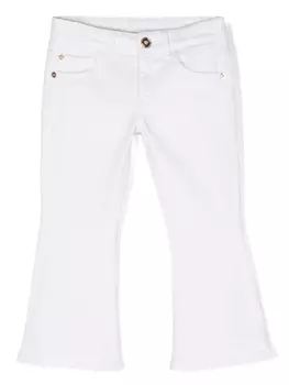 Versace Kids расклешенные джинсы с нашивкой-логотипом, белый
