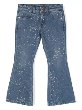 Versace Kids расклешенные джинсы с принтом, синий