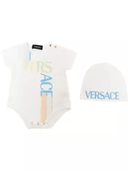 Versace Kids ромпер с логотипом, белый