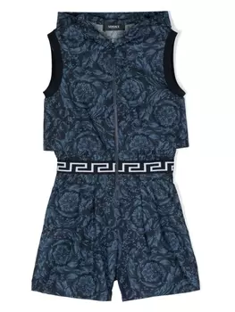 Versace Kids ромпер с принтом Barocco, синий