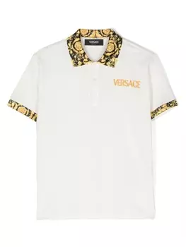 Versace Kids рубашка поло с принтом Barocco, белый