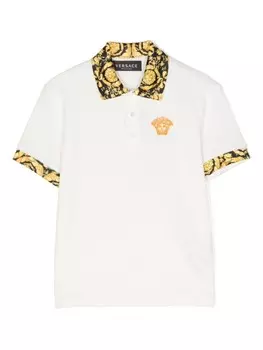 Versace Kids рубашка поло с принтом Barocco, белый