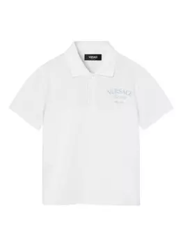 Versace Kids рубашка поло с принтом, белый