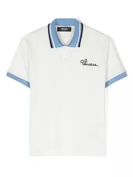 Versace Kids рубашка поло с вышитым логотипом, белый