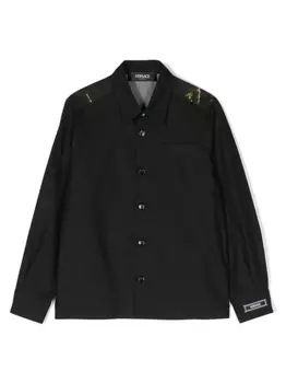 Versace Kids рубашка с длинными рукавами и графичным принтом, черный