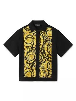 Versace Kids рубашка с короткими рукавами и принтом Barocco, черный