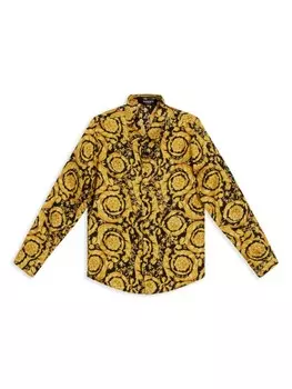Versace Kids рубашка с узором Barocco, желтый