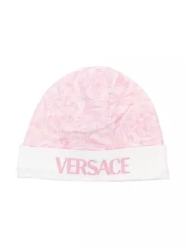 Versace Kids шапка бини с принтом Barocco, розовый