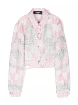 Versace Kids шелковая рубашка Medusa Contrasto, розовый