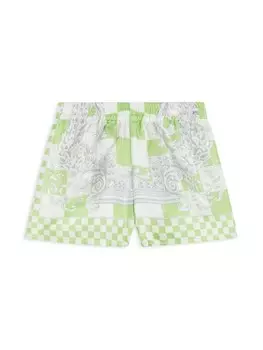 Versace Kids шелковые шорты с принтом Medusa Contrasto, зеленый