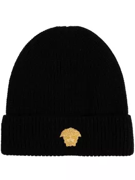 Versace Kids шерстяная шапка-бини, черный