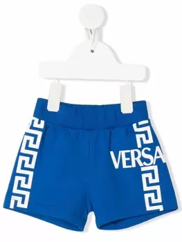 Versace Kids шорты с логотипом, синий