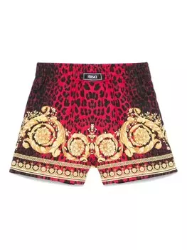 Versace Kids шорты с принтом Barocco, зеленый