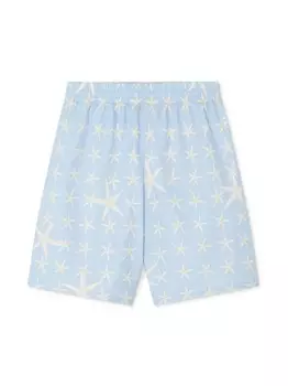 Versace Kids шорты с вышитым логотипом и принтом, синий
