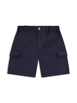 Versace Kids шорты с вышитым логотипом, синий