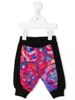 Versace Kids спортивные брюки Barocco Kaleidoscopic, черный