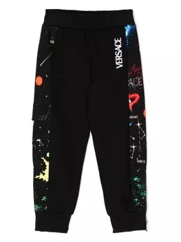 Versace Kids спортивные брюки с графичным принтом, черный