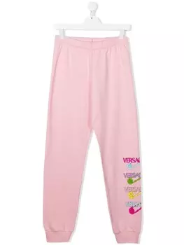 Versace Kids спортивные брюки с логотипом, розовый