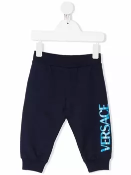 Versace Kids спортивные брюки с логотипом, синий