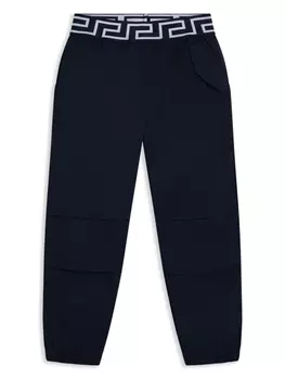 Versace Kids спортивные брюки с поясом Greca, синий
