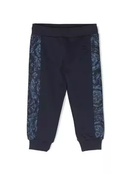 Versace Kids спортивные брюки с принтом Barocco, синий