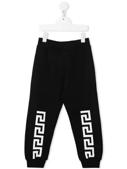 Versace Kids спортивные брюки с принтом Greca, черный
