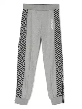 Versace Kids спортивные брюки с узором Greca, серый