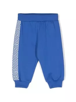 Versace Kids спортивные брюки с узором Greca, синий