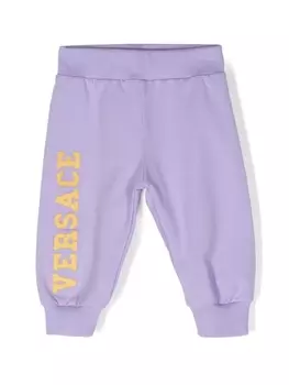 Versace Kids спортивные брюки с вышитым логотипом, фиолетовый