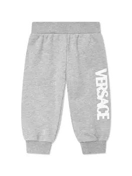 Versace Kids спортивные брюки с вышитым логотипом, серый