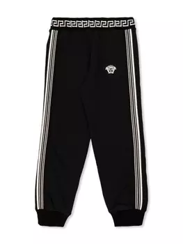 Versace Kids спортивные брюки с вышитым логотипом, черный