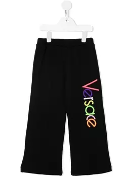 Versace Kids спортивные брюки широкого кроя с логотипом, черный
