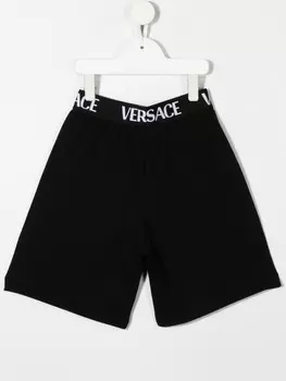 Versace Kids спортивные шорты с логотипом, черный