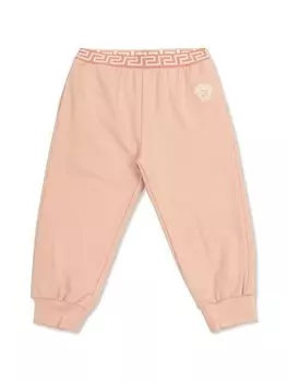 Versace Kids спортивные штаны с вышитым логотипом, розовый