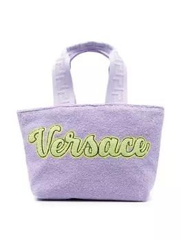 Versace Kids сумка-тоут с нашивкой-логотипом, фиолетовый
